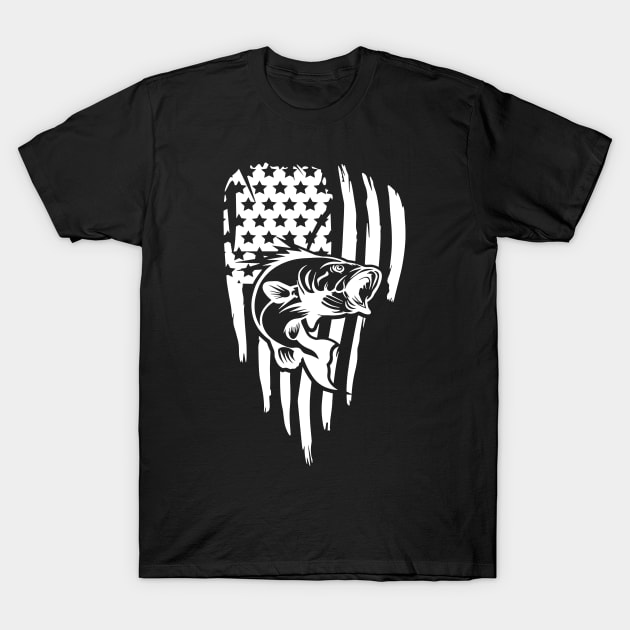 Bass American Flag White T-Shirt by EnolaReven